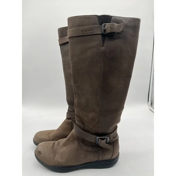 Columbia‎ Brown Leather Suede  Waterproof Knee High Pull on Womens boots Size 8