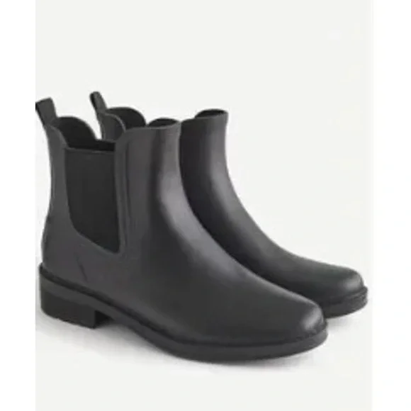 J.Crew Womens Matte‎ Black Rubber Chelsea Rain Boots Ankle Booties Size 6
