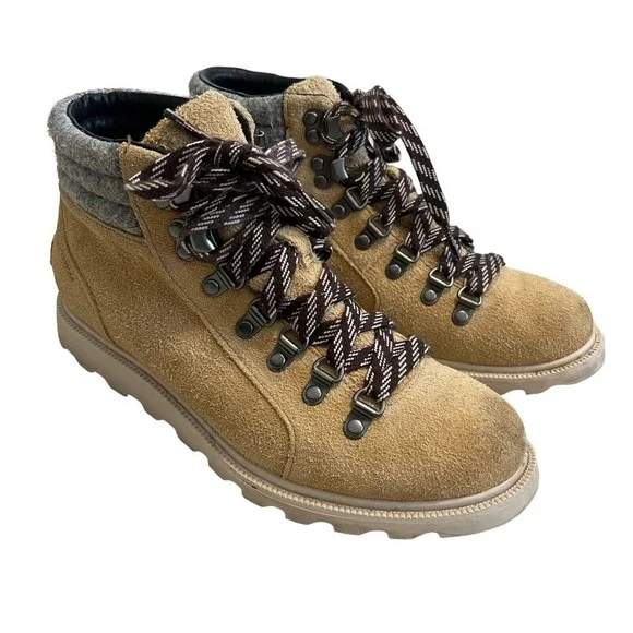 Sorel Ainsley Conquest Hiking Boot Size 7 Oatmeal‎ Tan Suede Leather Waterproof