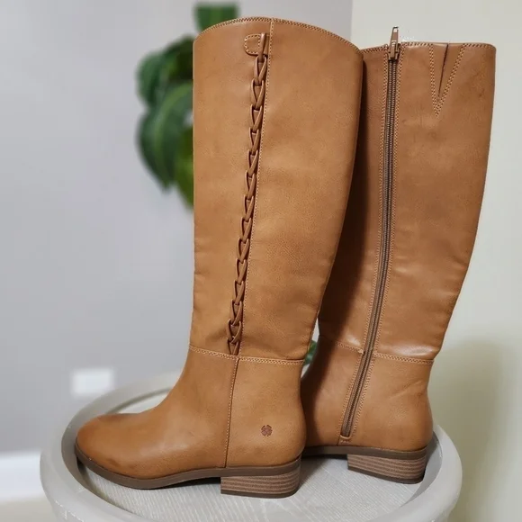 NEW Lucky Brand loop stitch detail Boots Women's Brown 6