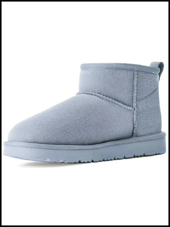 Genuine Suede Ankle Winter Boot with Faux Fur Lining