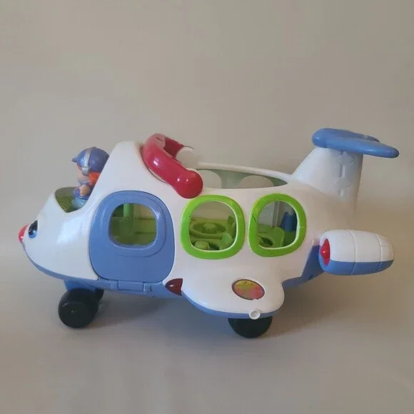 Fisher Price Little People Lil Movers Airplane 2005 with Lights Sounds & Pilot