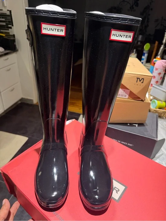 Hunter Black Gloss Tall Boots