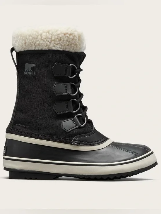 Sorel Winter Carnival Black Stone Boots Waterproof Fleece Lined Duck Snow Size 8