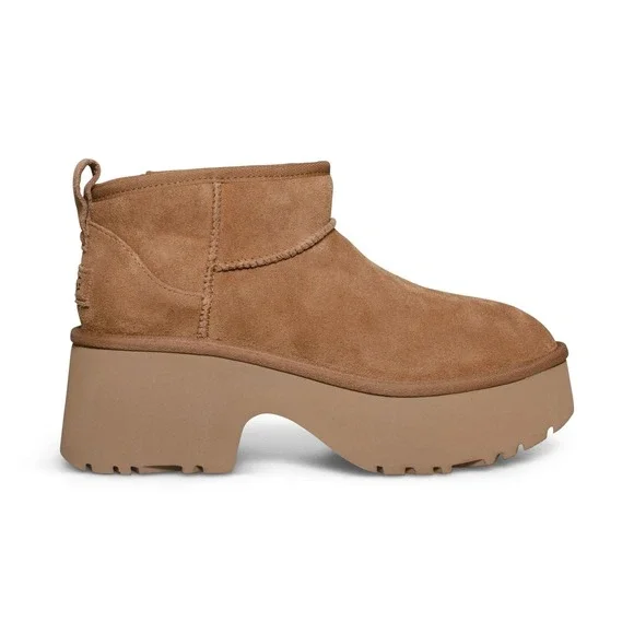 UGG Classic Ultra Mini New Heights Womens Size 9 Chestnut Suede Boots‎ - NEW