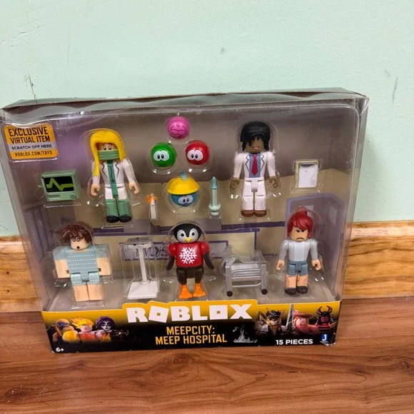 Roblox MeepCity Meep Hospital 15 Piece Action Figure Set with Virtual Item Code