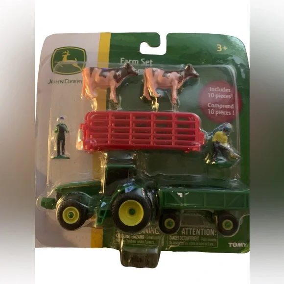 John Deere Farm Set‎ Tractor Trailer Cows Figures 10pc Toy TOMY 3+ Licensed Toy