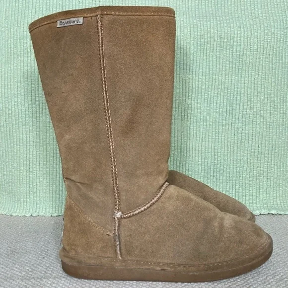 BEARPAW Womens Tan Eva Tall Suede/Wool/Sheepskin Warm Winter Boots SZ US 7