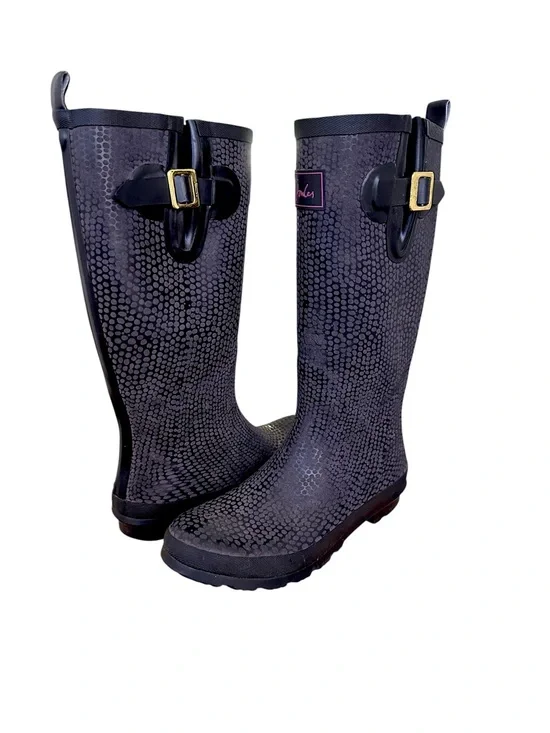 JOULES Nessie Tall Welly‎ Rainboots Snake Inspired Waterproof Classic US Size 9