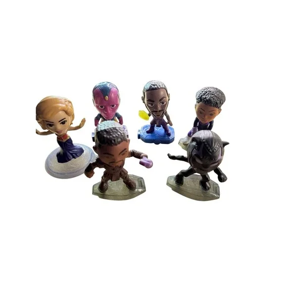 McDonald's Marvel Avengers Mini Figure Lot Black Panther Captain‎ Marvel Vision