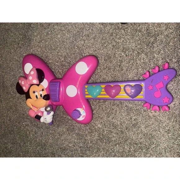 Disney Minnie Mouse Rockin Bow-Tique Guitar Toy WORKS Plays Music Talks