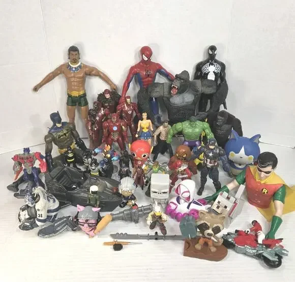 Mixed Action Figure Toy Lot Marvel DC Batman Spider-Man Iron Man Hulk Robin More