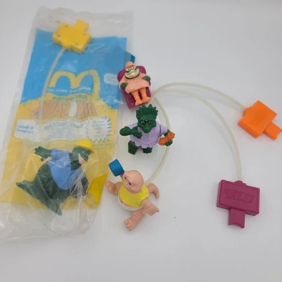 1992 McDonalds Happy Meal Set of 4 Dino-Motion Sinclair Family Dinosaur