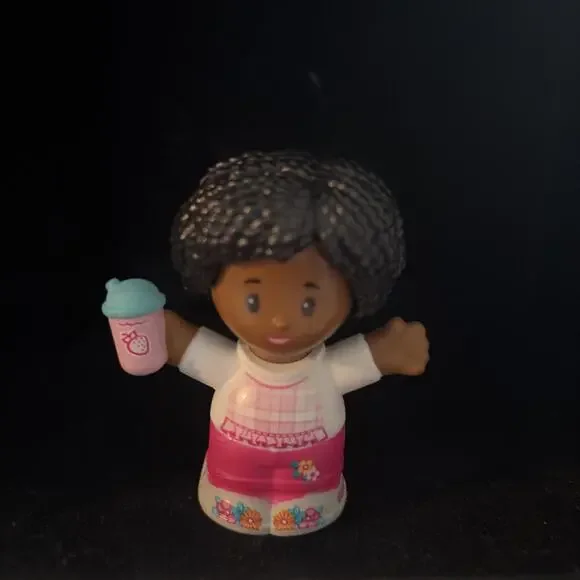Fisher Price Little People Girl Barbie African American W/ Water Bottle