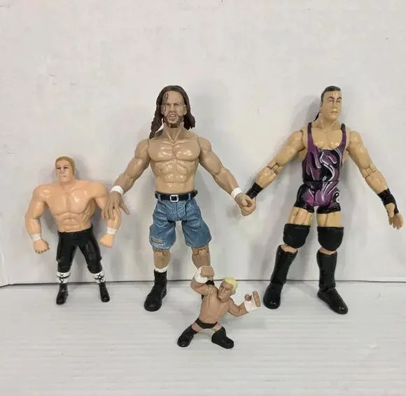 WWE WWF Wrestling Action Figure Lot Jakks RVD Titan Tron Triple H Bend-Ems Dolph