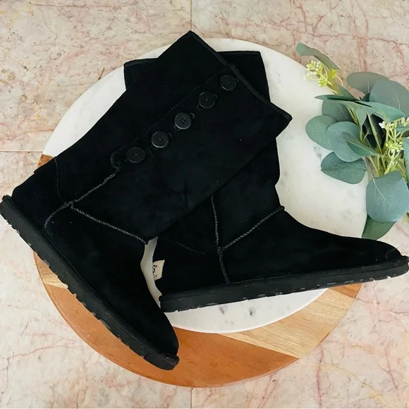 UGG Lo Pro Suede Button Foldover Boot