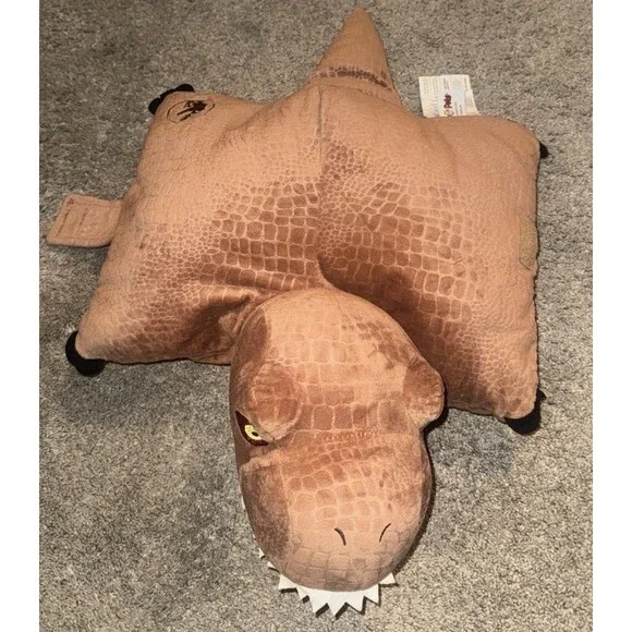 Jurassic World T-Rex Plush Toy PILLOW PETS 16” Brown Excellent Condition