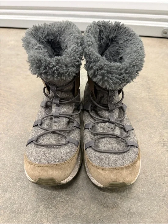Sperry Women's Grey Faux Fur Cuff Winter Boots