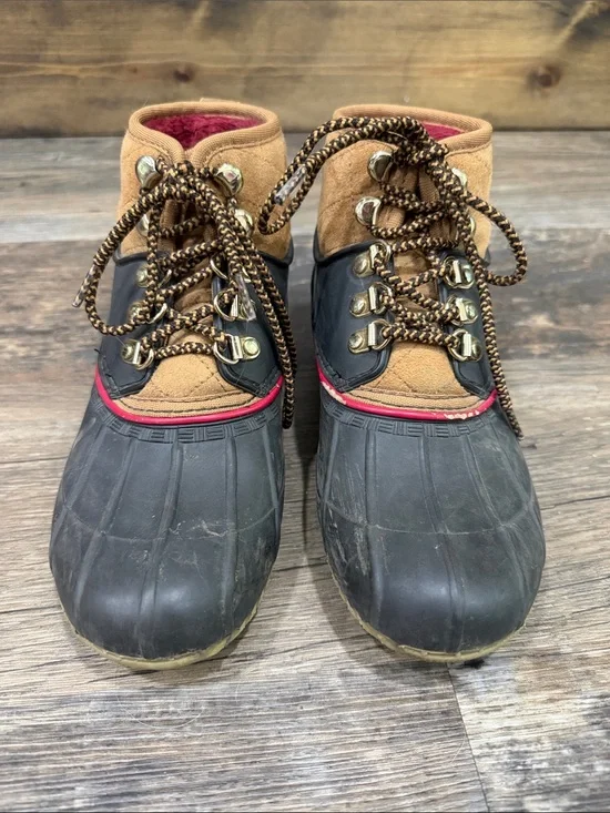 Tommy Hilfiger Brown and Black Winter Rain Duck Boots