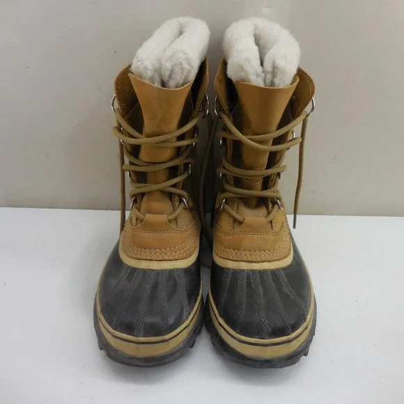 Sorel Caribou Waterproof Winter Snow Boots Buff Tan Black NL1005-280 Womens 8