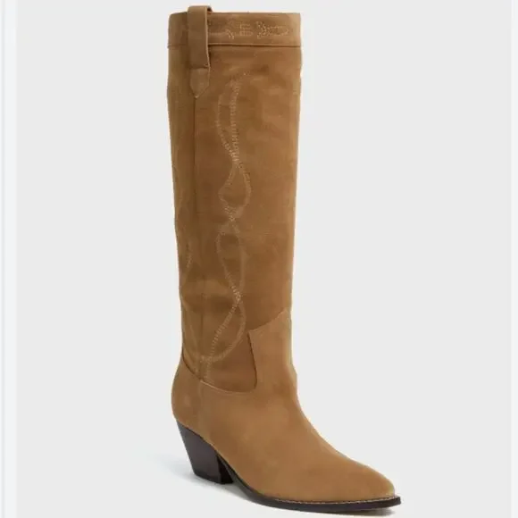 Marc Fisher Natural Edania Cowboy Boots Size 9.5 New