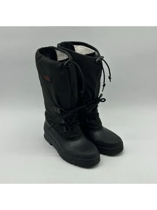 Vintage Sorel Snowlion Canada Black Tall Lace-Up Snow Boots - Women's Size 10