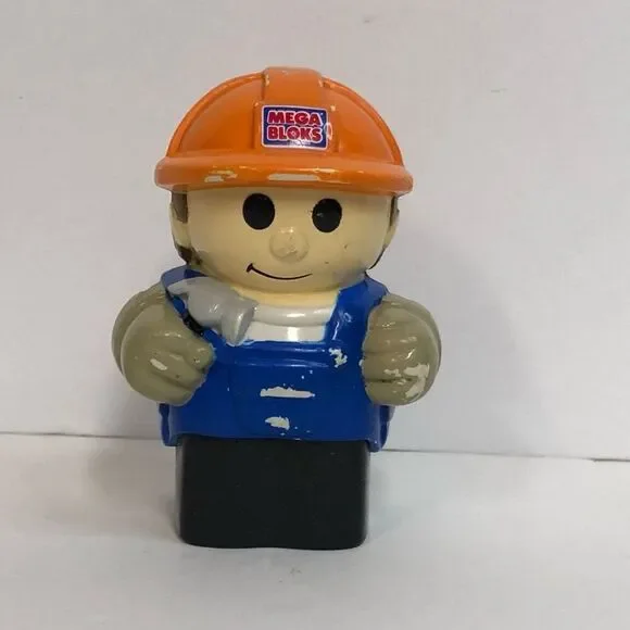 mega bloks construction worker play figure orange hard hat‎ bibs hammer