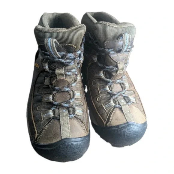 KEEN Targhee Mid Waterproof Women's Hiking Boots Brown Leather Trail Shoes  6.5