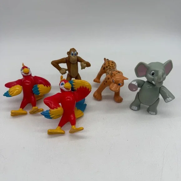 Rainforest Cafe Toy Figures Lot 5pc Parrot Monkey Cheetah Elephant Multi Color