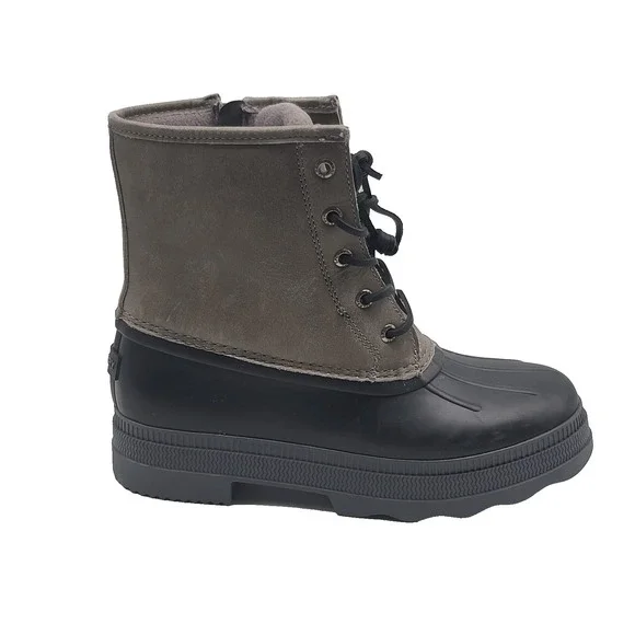 Sperry Saltwater‎ 2.0 Women's Size 8 Grey Black Leather Duck Boots STS88265