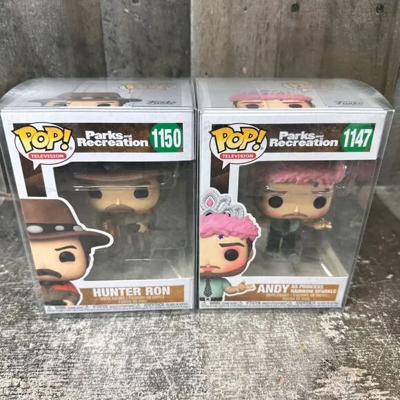 Funko Pop! Parks and Recreation #1150 Hunter Ron Vinyl Figure& 1147‎ Andy