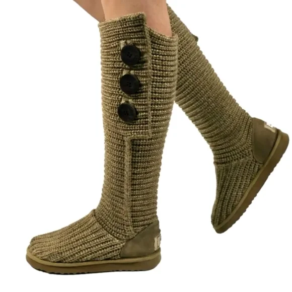 UGG Cardi Gray Knit Button Boots‎