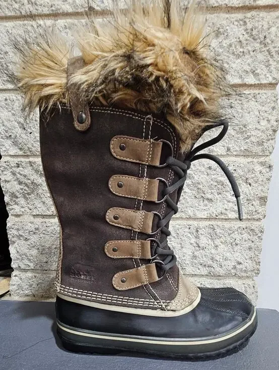 Sorel Joan of Arctic Winter Boots, Faux Fur, Snow Waterproof, Lace, Womens Sz 7