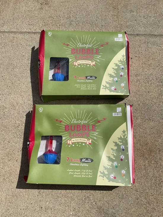 Vintage Bubble Lamps Christmas string lights 2 boxes New 2003 retro