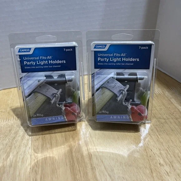 2X Party Light‎ Holders Universal Fits-All 7-Pack Fits Awning Cannels RVs Camco