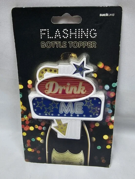 Drink Me Flashing Bottle Topper Battery Operated Novelty Gift NIB Wine Champaign
