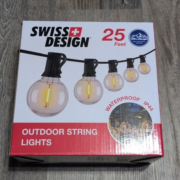 25 Feet Swiss Design Outdoor Patio String Lights
