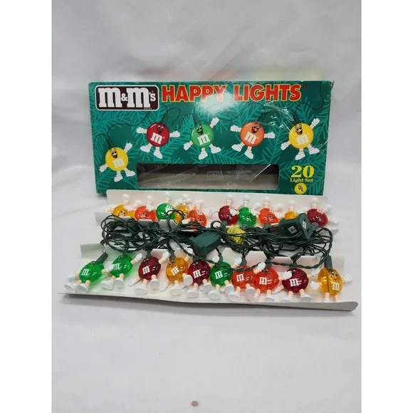 Vtg M&M's 20 Happy Lights Holiday Christmas Party Garlands Tested Works! 1990s
