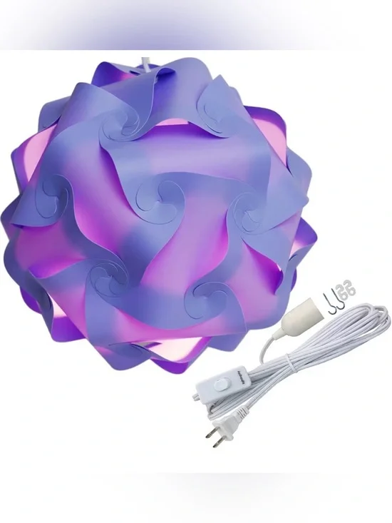 Decorative Purple-Pink Puzzle Ball Pendant Lamp with 15ft Cord Set
