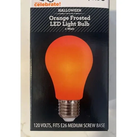1 Watt Orange Frosted Light Bulb Medium Screw Base 120V E26 Bulb Party Halloween