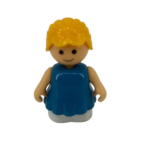 Fisher‎ Price Little People Girl Figure Blue Dress Yellow Hair Ponytail Vintage