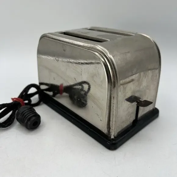 Vintage Chrome Children's Toy Toaster Black Cord 5.5