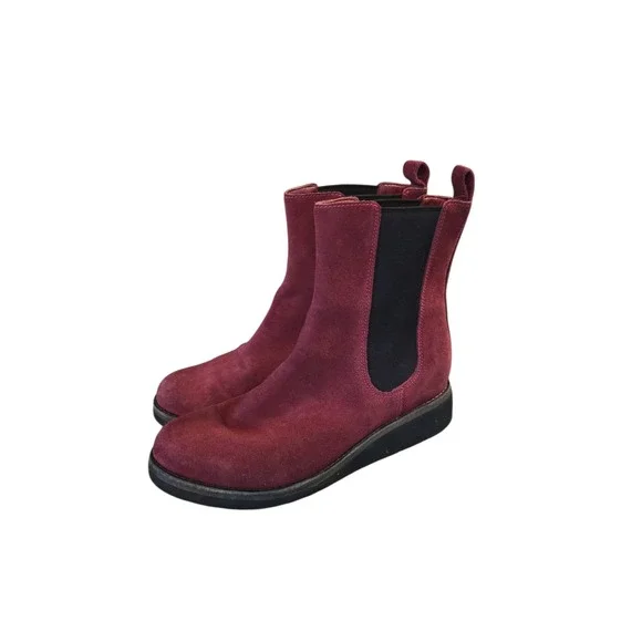 Cole‎ Haan Nike Air Waterproof Suede Chelsea Boots Burgundy