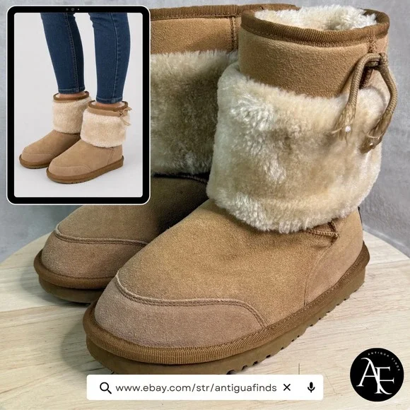 UGG Australia Classic Short 5899 Chestnut Suede Shearling Boots Womens 6‎