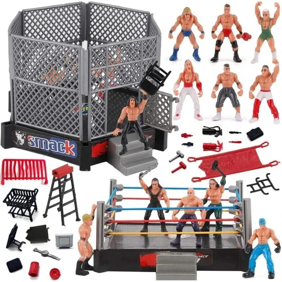 Liberty Imports Arena Contender Wrestling Playset 2 Rings 10 Figures‎ BZ737 NEW