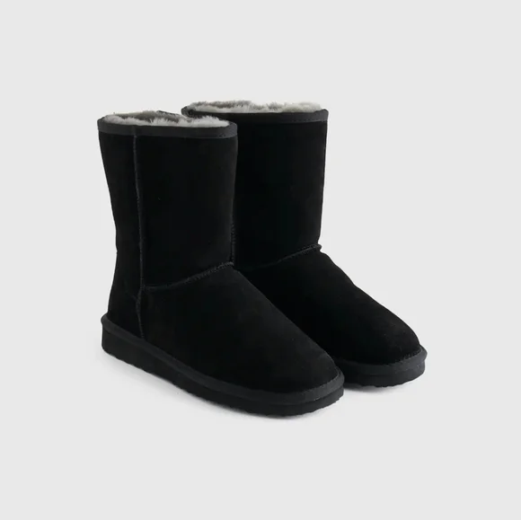 Quince Black Australian Shearling Mid-Calf Boots New Size 6