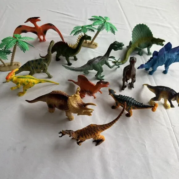 Dinosaur Toy Lot Pterodactyl Parasaurolophus Edaphosaurus Triceratops Amargasaur