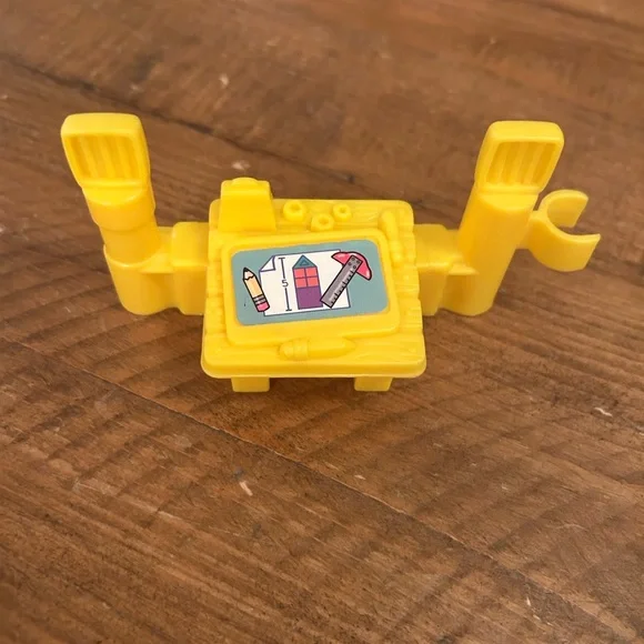 Fisher Price Little People Yellow Construction Desk Fence Piece as is