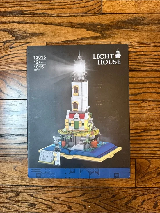Light House Building Set Box - White, Blue, Yellow