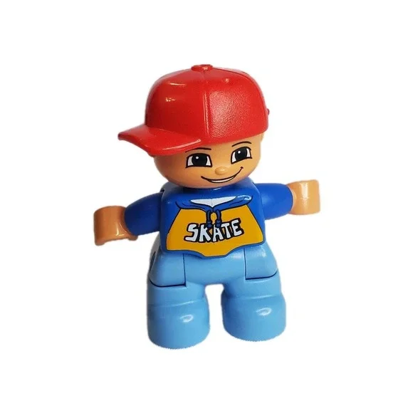 Lego Duplo Skate Kid Figure‎ Replacement Part 186 Blue Pants Red Hat